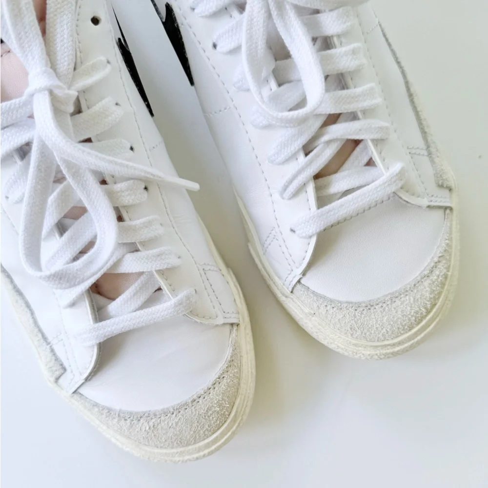 Nike Blazer ‘77 Low Platform Sneaker White Leather Black Gray Suede Size 9